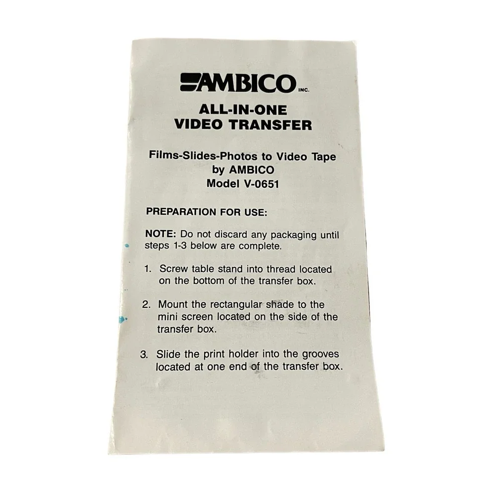 AMBICO Model V-0651 All-in-one Photos, Film and Slides‎ to Video Transfer System